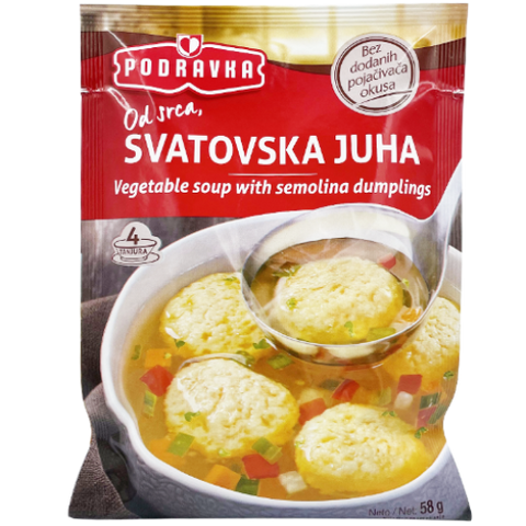 Now prepare a heartwarming breakfast adding your preferred ingredients to Podravka Vegetable Soup w/ Semolina Dumplings. This savoury soup is made of corn starch, egg powder, meat extract, dried vegetables and flavour enhancers. Your kids will love this soup for their evening delight, or you can have it before lunch or dinner. Try Podravka Vegetable Soup w/ Semolina Dumplings once and you cannot resist ordering it again!