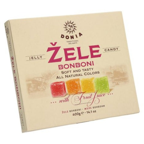 Delicious sweet gummies, a favourite for all age groups. If you have a craving for chewy sweets, try this yummy Donia Zele Bonboni. These gummies are made of fruit juice and flavoured ingredients. Your kids will love these sugar-coated, jelly-filled gummies. Order this package of sweetness today to enjoy with your kids. You can find different flavours inside!