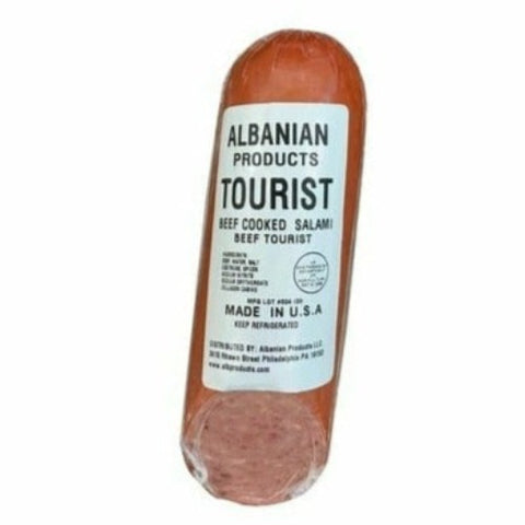 77.	Beef Salami (Salami Turist) 1.1LB Fermented and cured dry sausage, an excellent source of proteins, beef salami is ideal for having a proper meal at any time of the day. You can have this delicious and juicy meat with sandwiches or other dishes. One can have it on its own or toss it on the pan to make it yummier. Beef salami is made of premium quality meat, garlic and a signature blend of spices. It is a perfect food for any occasion.