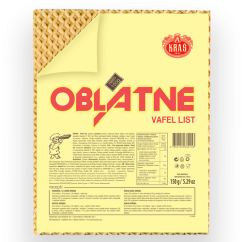 Order this Croatian delight to prepare delicious dessert recipes that will amaze your guests! Oblatne Tort is made of wheat flour, corn starch, vegetable oil and salt. Every package contains 5 sheets. You can make crispy and yummy wafer cakes by filling these sheets with suitable and your favourite ingredients. Oblatne Tort contains peanuts and hazelnuts. Order it today and explore your culinary skills.