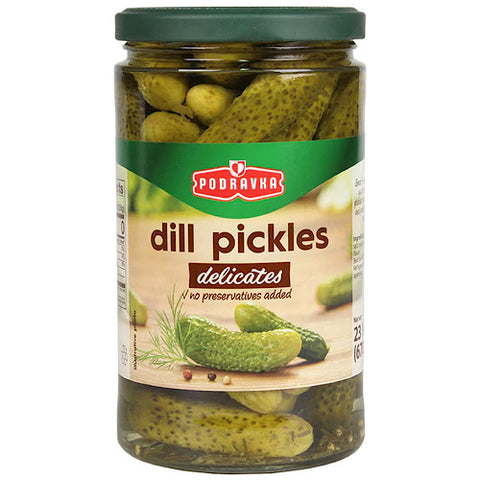A savoury pickle that tastes sweet and sour, makes your recipes more flavourful. Podravka Dill Pickles are delicious. Have this pickle with a meat sandwich or try with Middle Eastern recipes. This yummy pickle will add flavours to every recipe. Also, have this wrapped in prosciutto and surprise your kids in their lunchbox. Order Podravka Dill Pickles now and enjoy with your close ones!