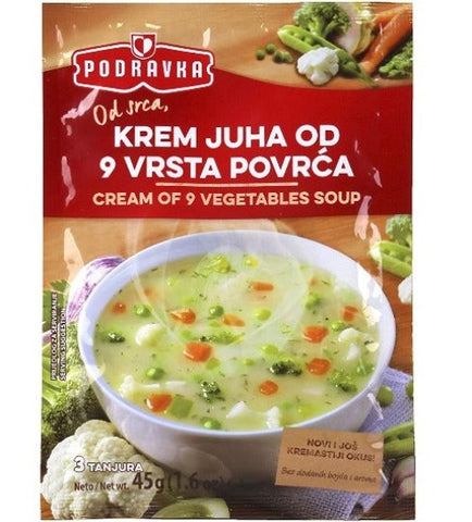 A thick soup contains essential nutrients, full of vegetables and is a yummy delight for any time! Podravka Cream Of 9 Vegetable Soup contains, carrot, kale, leek, celeriac, garlic, cauliflower, onions, broccoli and peas. A perfect soup for vegetarians. It takes only 15 minutes to prepare this delicious soup. A quick recipe and your kids will definitely love this delight on their breakfast table.