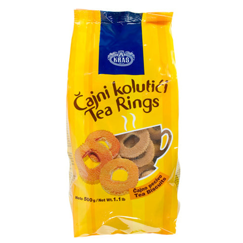 A perfect treat with your morning tea. These Kras Tea Rings Biscuits Cajni Kolutici are delicious and tasty. Ring-shaped biscuits, baked at the exact right temperature. A classic match for tea. You can also have these biscuits for your evening snacks, or anywhere at any time. Have it alone or share it with your friends, these biscuits will satisfy your hunger in a yummy way. Hurry and order soon!