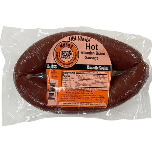 Musa's Albanian Style Beef Sausage Hot 1lb