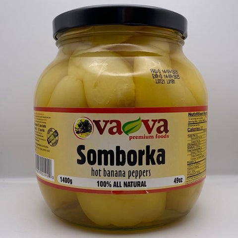 If you are searching for natural flavor enhancers, stop scrolling and order Vava Somborka Hot Banana Peppers right now! This delicious offering of Vava is prepared with fresh yellow banana peppers and the finest quality ingredients. Make your favorite salad dishes or salsas, these hot peppers will add flavor to your regular meals. Also, yellow banana peppers have lots of nutritional benefits.