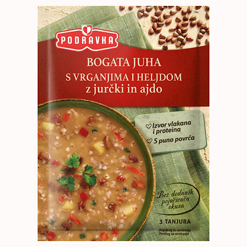 Подравка срдачна супа од поврћа са вргањима и хељдом 70гр