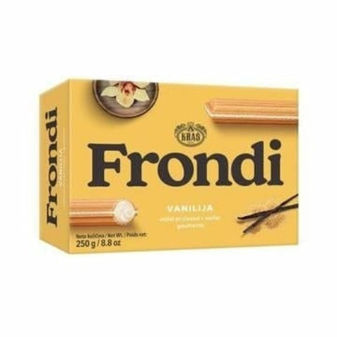 If you like crunchy wafers, try this yummy Kras Frondi Maxi Vanilla Wafer. It is the best snack, filled with rich vanilla cream, a perfect match for your evening coffee. You can also make it a topping on your favourite ice cream. Don’t forget to share this dual delight with your friends. Order Kras Frondi Maxi Vanilla Wafer once and you will definitely make a space in your pantry for it forever!