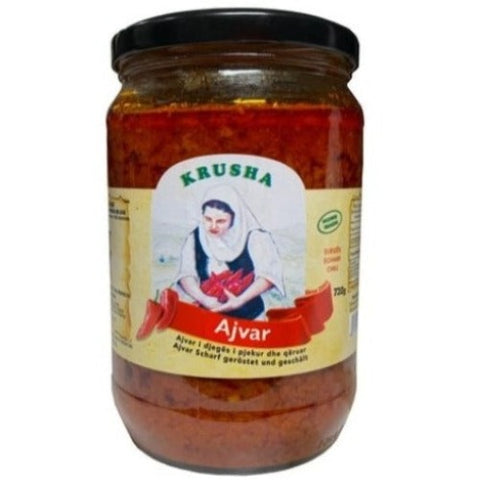 Mouthwatering main course recipe from the land of Kosovo. This delicious Hot Ajvar is made of fresh eggplants and bell peppers, seasoned with a signature blend of hot spices. Easy on-the-go meal, you can have this chemical-free, yummy recipe as a main course or as a side dish, at any time from morning to evening. Flavourful Krusha Ajvar is nutritious too. To enjoy alone or with your friends, order soon!