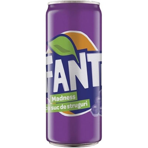 A delicious refreshment for hot summer days! Fanta Grape Madness Can contains sweet grape flavoured soda that will refresh you and satisfy your thirst within a moment. It is a caffeine-free juice that is made of 100% natural flavours. Fanta Grape Madness Can is a sweet delight from the Coca-Cola company. Order it today and have refreshing sweet evenings! 