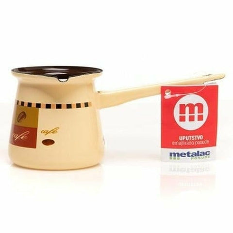 Order this special enamel pot to make exclusively coffee in it! METALAC Dzezva Enamel Coffee Pot prepares coffee faster than other pots because of its shape and material. You can make different kinds of coffee, especially Turkish style coffee. This pot will let you have the original flavour and taste of your favourite coffee. Hurry! Order soon and enjoy with your friends over a cup of hot coffee!