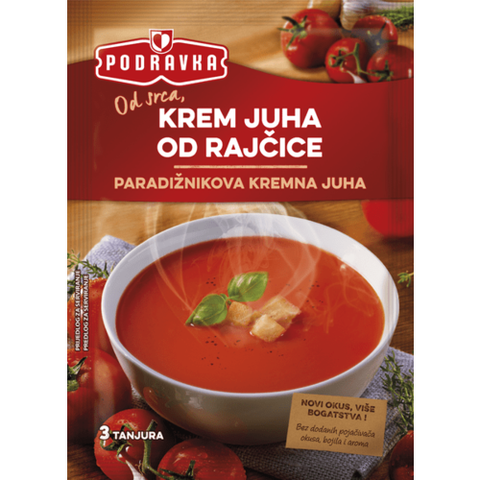 Enjoy this warm delight with your friends and family. Podravka Cream of Tomato Soup is made of wheat flour, flavour enhancers, corn starch and dried tomatoes. It is a perfect treat for vegetarians. You can have it with different recipes like pasta and noodles. It takes only 5 minutes to cook this delicious recipe. Order today and surprise your guests with Podravka Cream of Tomato soup.